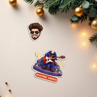 Personalized Guitar Hero Bobblehead Caricature for Home, Living Room & Bedroom Decoration, Battery Powered with Shaking Head Figure Gift for Guitar Lover & Music Lover